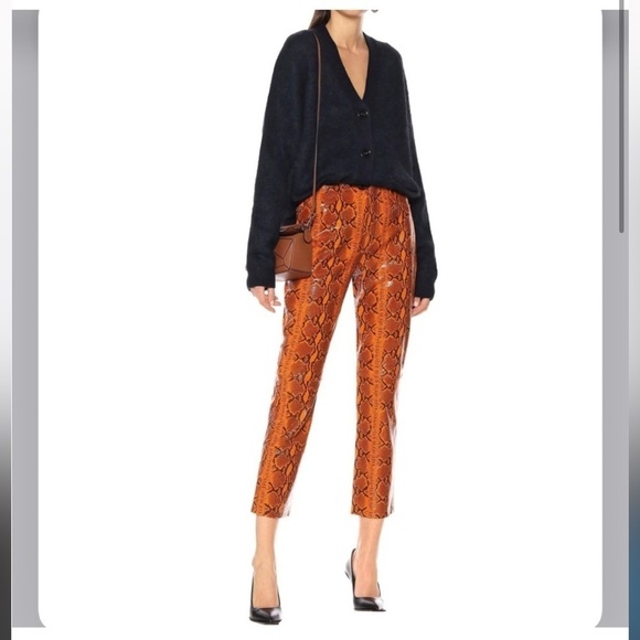 GRLFRND Shiloh 100% Leather, Orange Snake print pants 🧡sz 27 NWT! - Picture 7 of 8